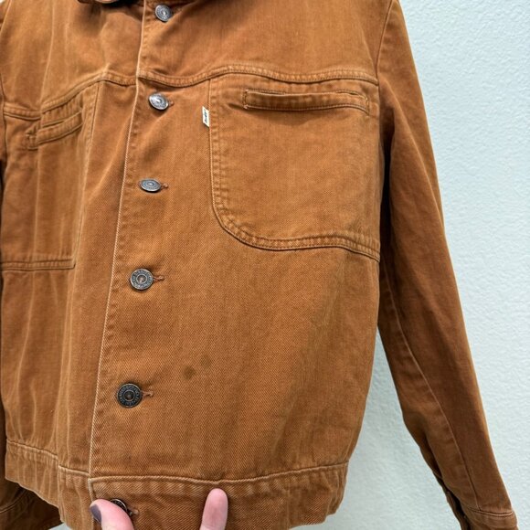VTG Levis Rust Button Up Collared Denim Jacket Mens SEE MEASUREMENTS - Picture 3 of 8